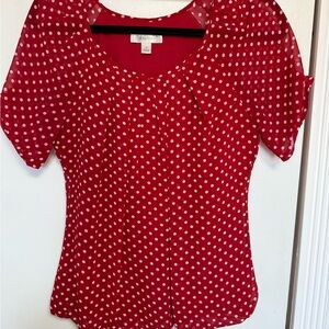 Dressbarn Red and White Polka Dot Blouse
